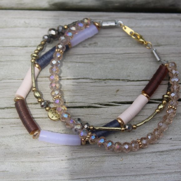 Boutique Glass Beaded Triple Strand Sunset Bracele - Picture 1 of 2